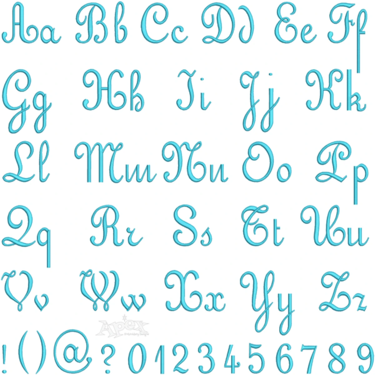 Southern Script Machine Embroidery Font by Apex
